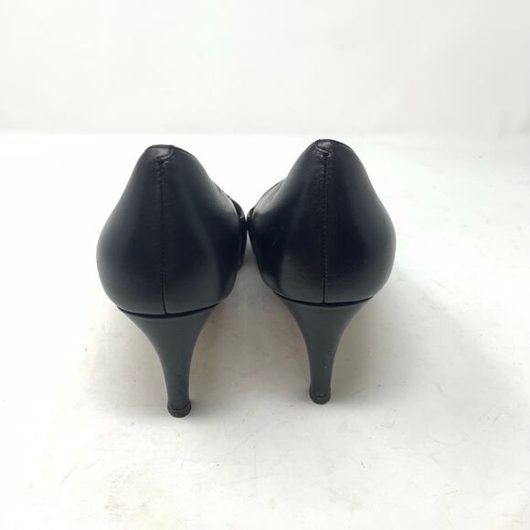 Cole Haan Air Talia Shoes Size 8.5 Black Leather Classic Heels Pumps Round Toe - Picture 7 of 8